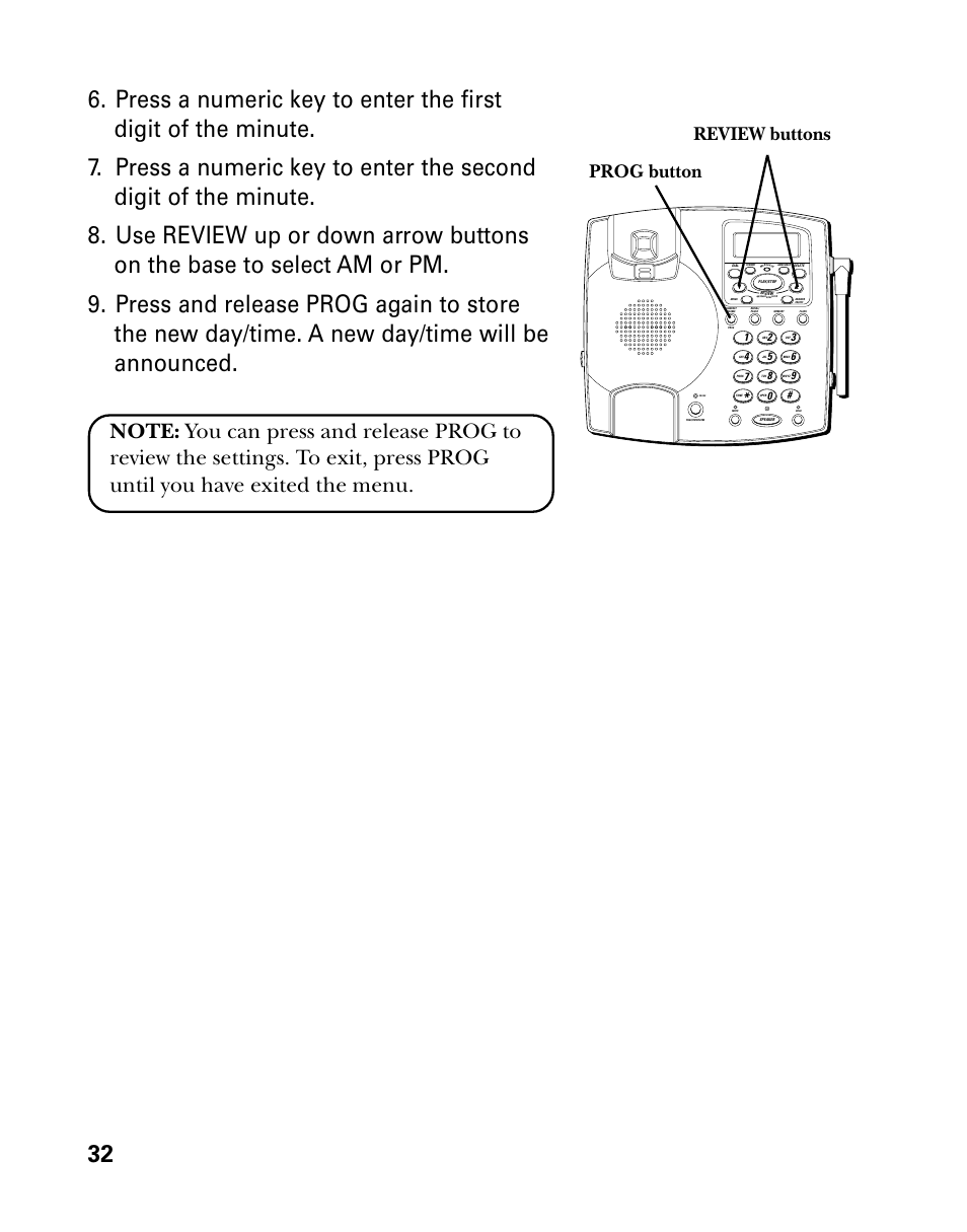 Review buttons prog button | GE 26958 User Manual | Page 32 / 176