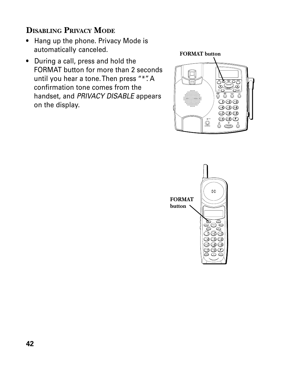 Isabling, Rivacy, Format button | GE 26958 User Manual | Page 42 / 176