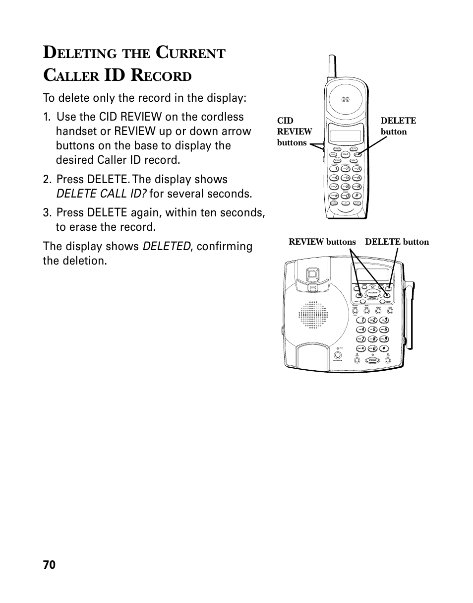Id r, Eleting, Urrent | Aller, Ecord | GE 26958 User Manual | Page 70 / 176