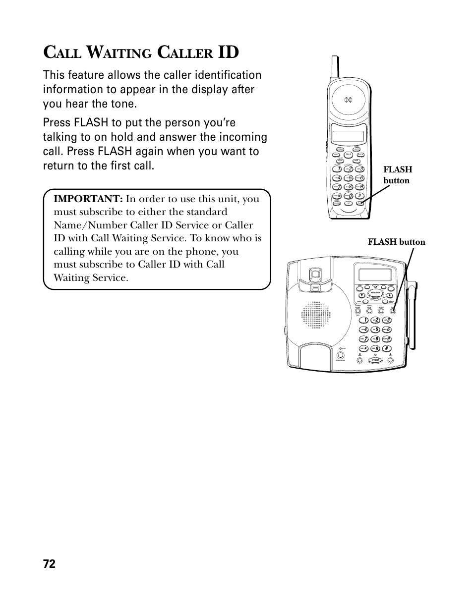 Aiting, Aller, Flash button | GE 26958 User Manual | Page 72 / 176
