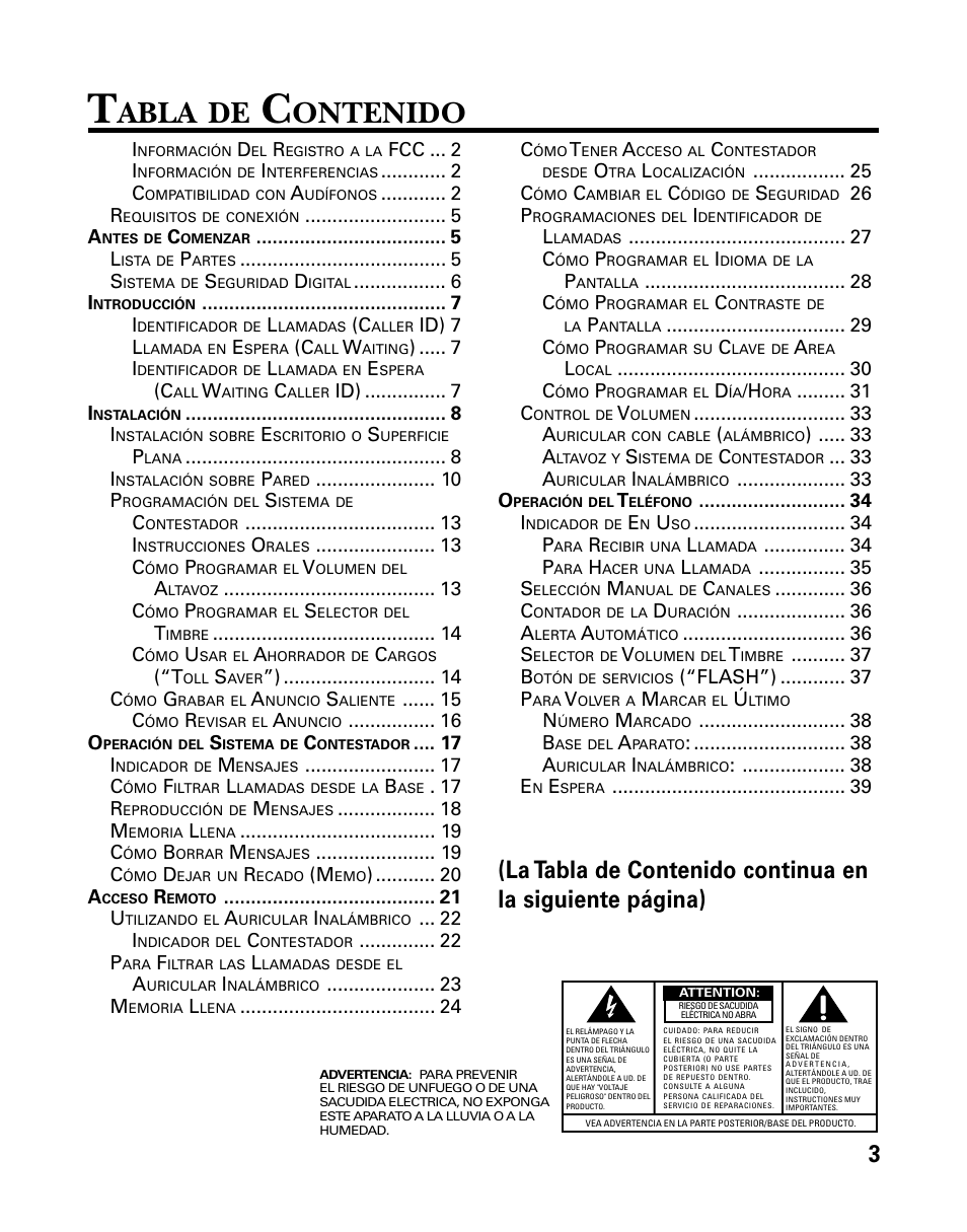 Abla, Ontenido | GE 26958 User Manual | Page 91 / 176