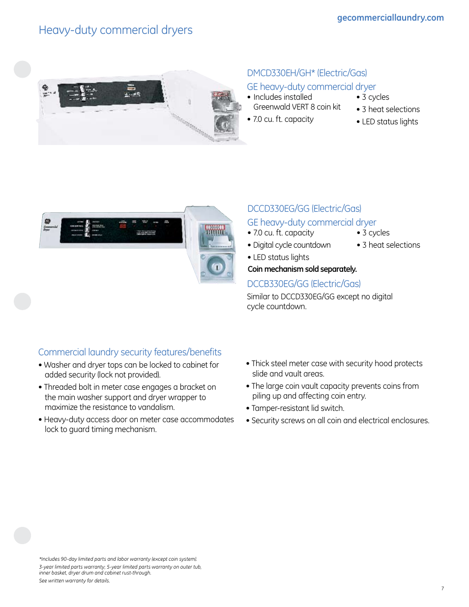 Heavy-duty commercial dryers | GE commercial washer User Manual | Page 7 / 12