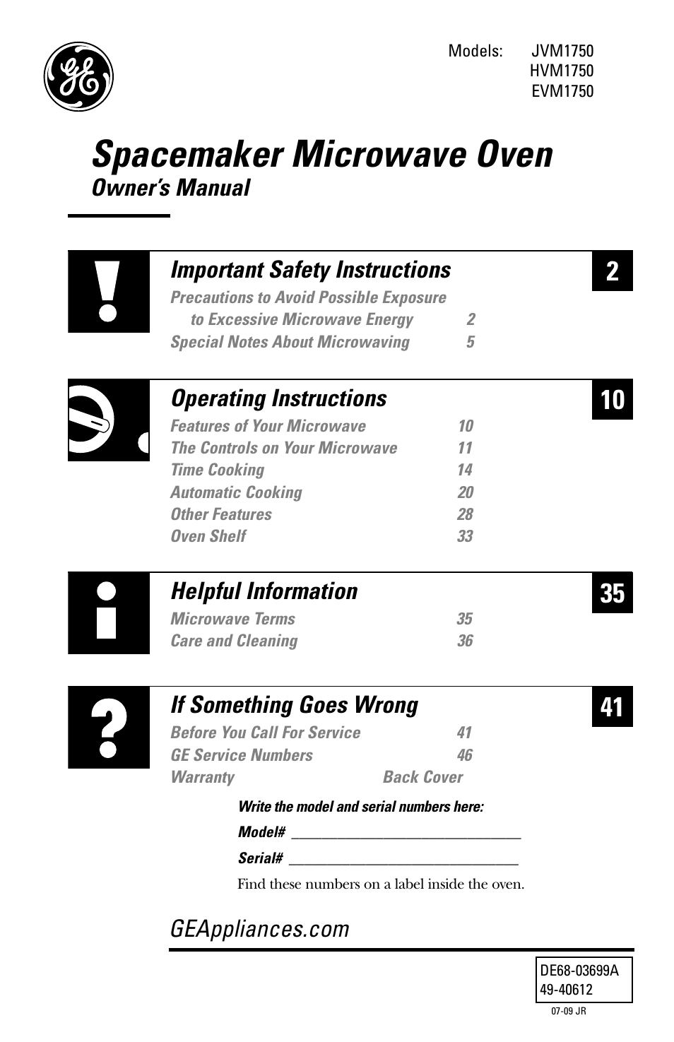 GE EVM1750 User Manual | 48 pages