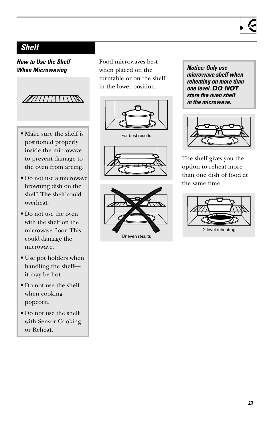 Oven shelf, Shelf | GE EVM1750 User Manual | Page 33 / 48