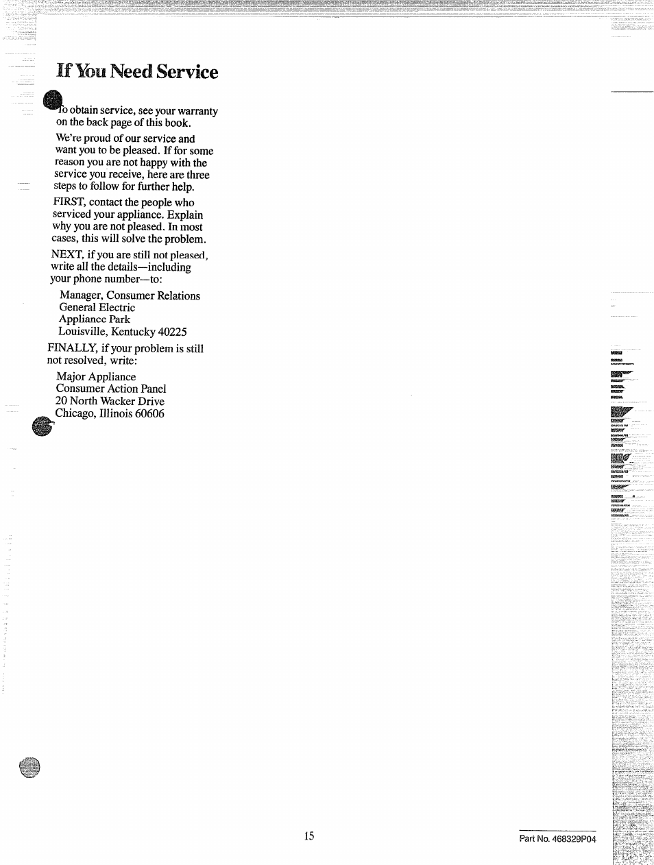 If ¥)u need service | GE 49-6514 User Manual | Page 14 / 15