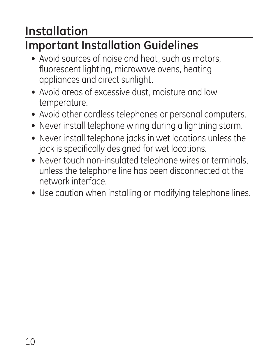 Installation, Important installation guidelines | GE 29579 User Manual | Page 10 / 96