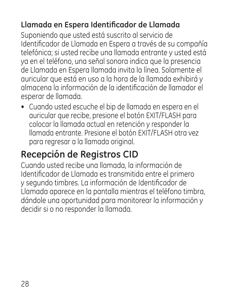 Recepción de registros cid | GE 29579 User Manual | Page 76 / 96