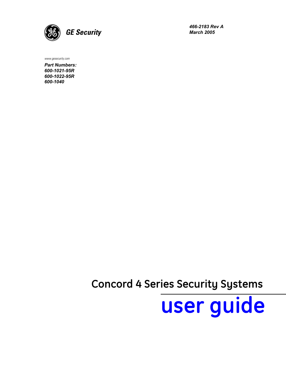 GE Concord 4 User Manual | 72 pages