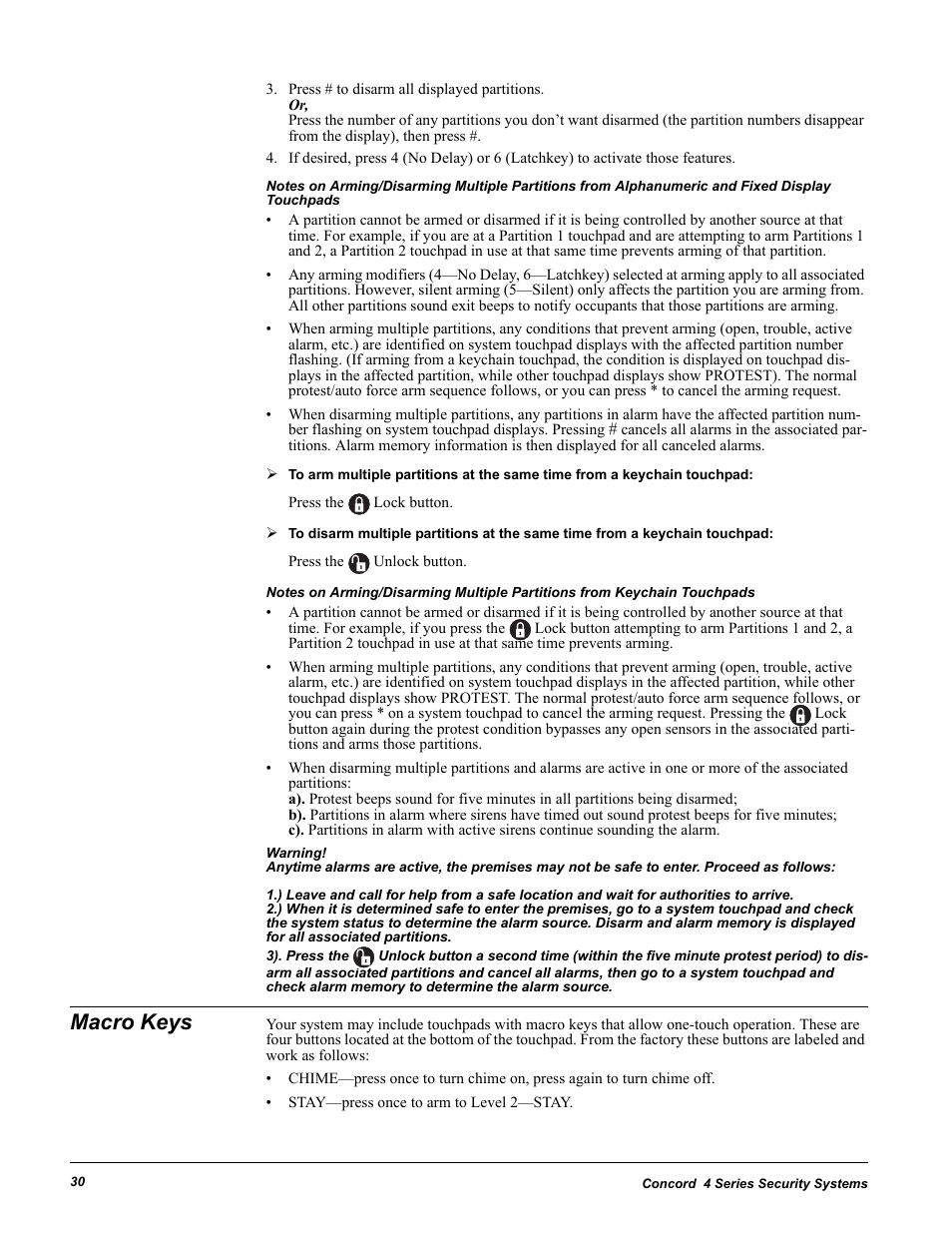 Macro keys | GE Concord 4 User Manual | Page 40 / 72