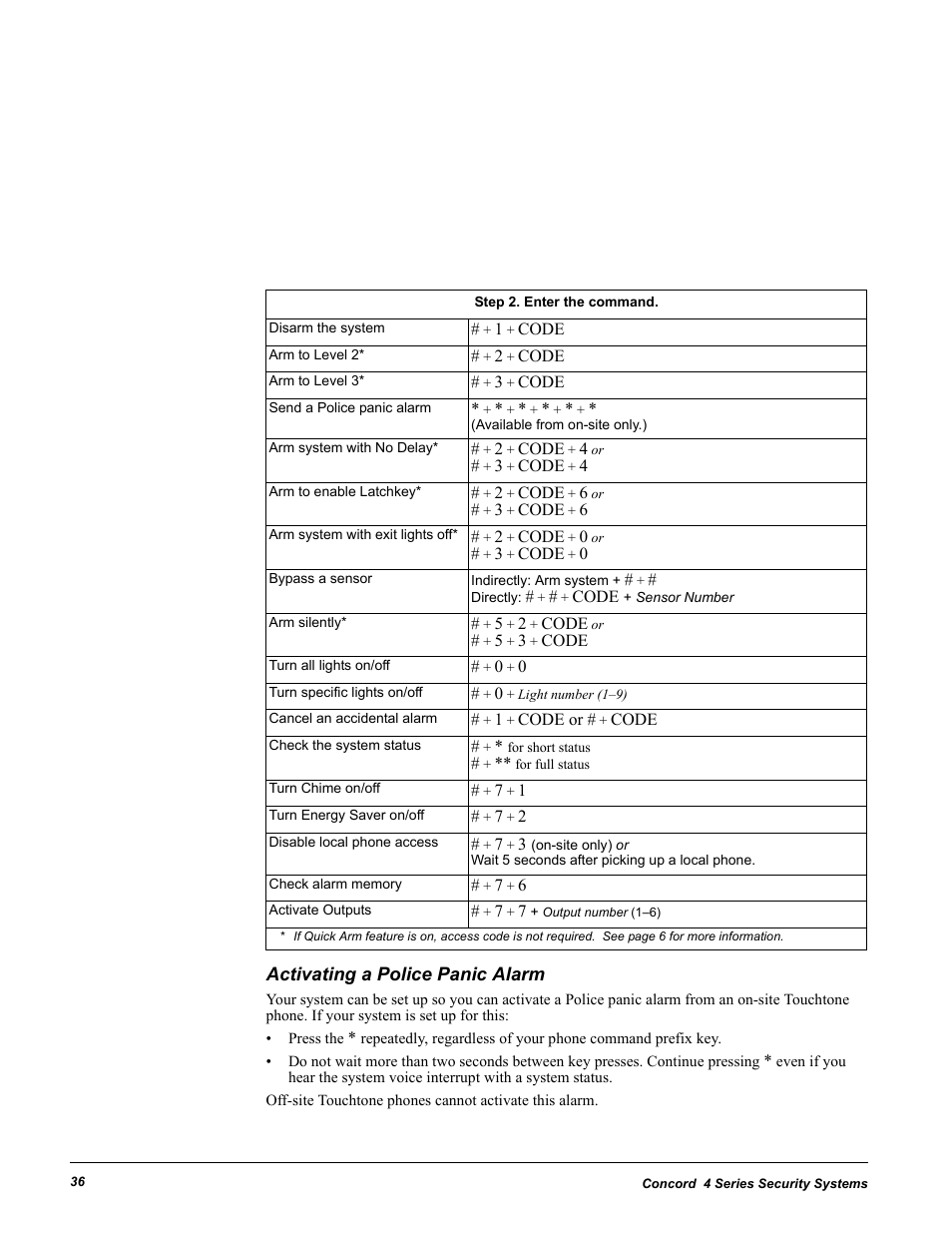 Activating a police panic alarm | GE Concord 4 User Manual | Page 46 / 72