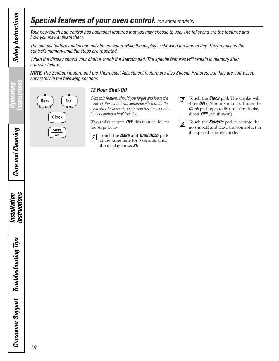 Special features, Special features of your oven control | GE EGR2001 User Manual | Page 18 / 56