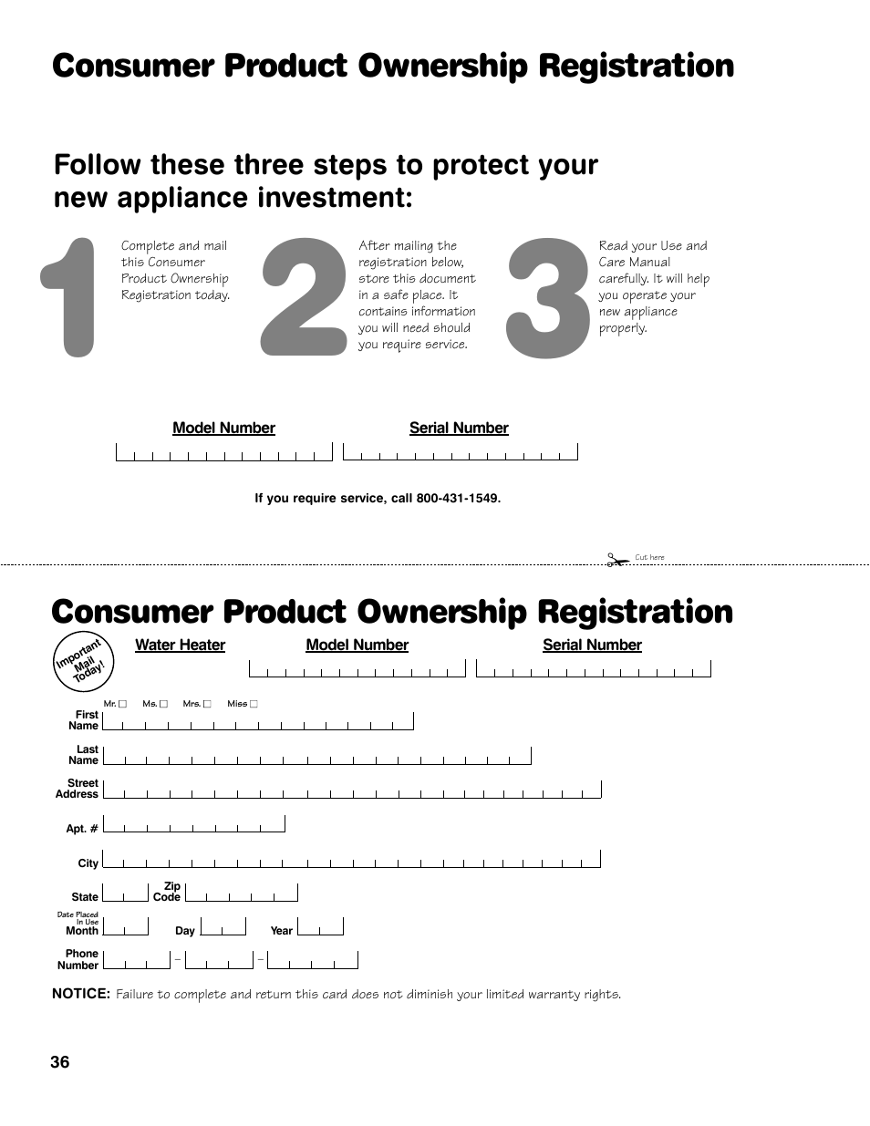 Consumer product ownership registration | GE Powervent AP13787 User Manual | Page 36 / 36