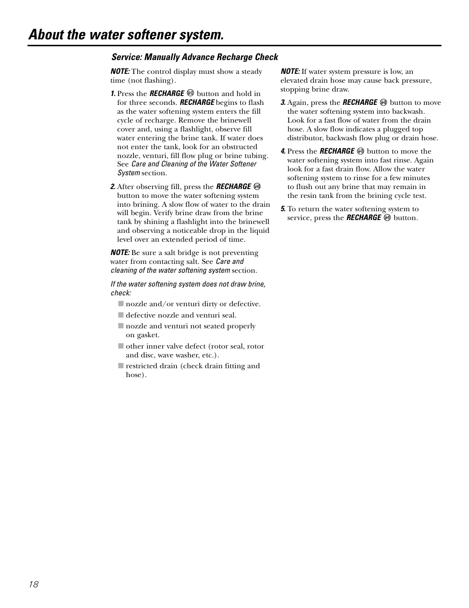 About the water softener system | GE GXSF39E User Manual | Page 18 / 64