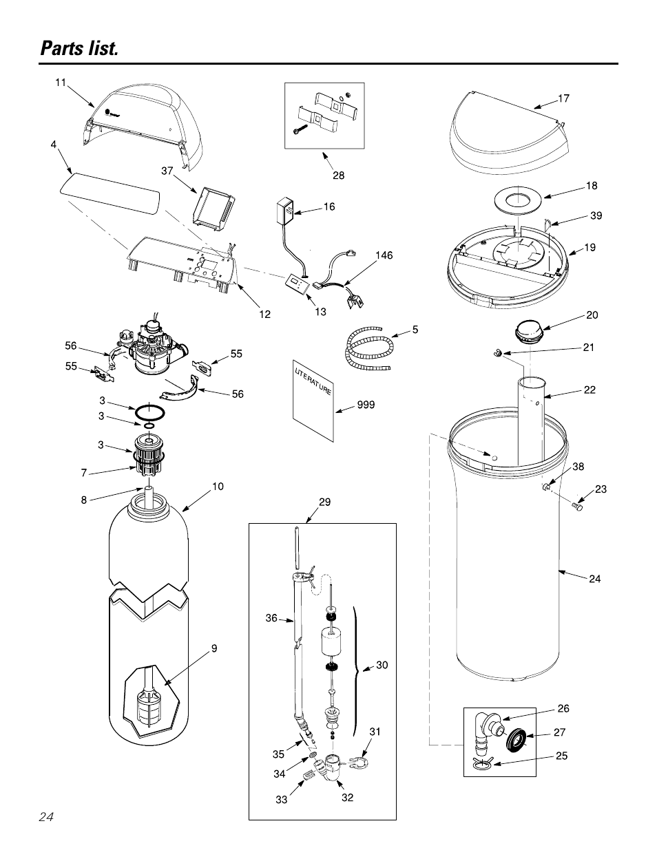 Parts list/catalog, Parts list/catalog –27, Parts list | GE GXSF39E User Manual | Page 24 / 64