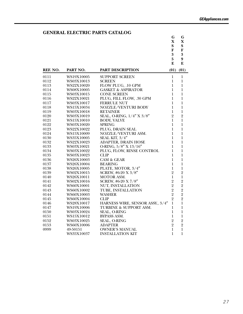 GE GXSF39E User Manual | Page 27 / 64