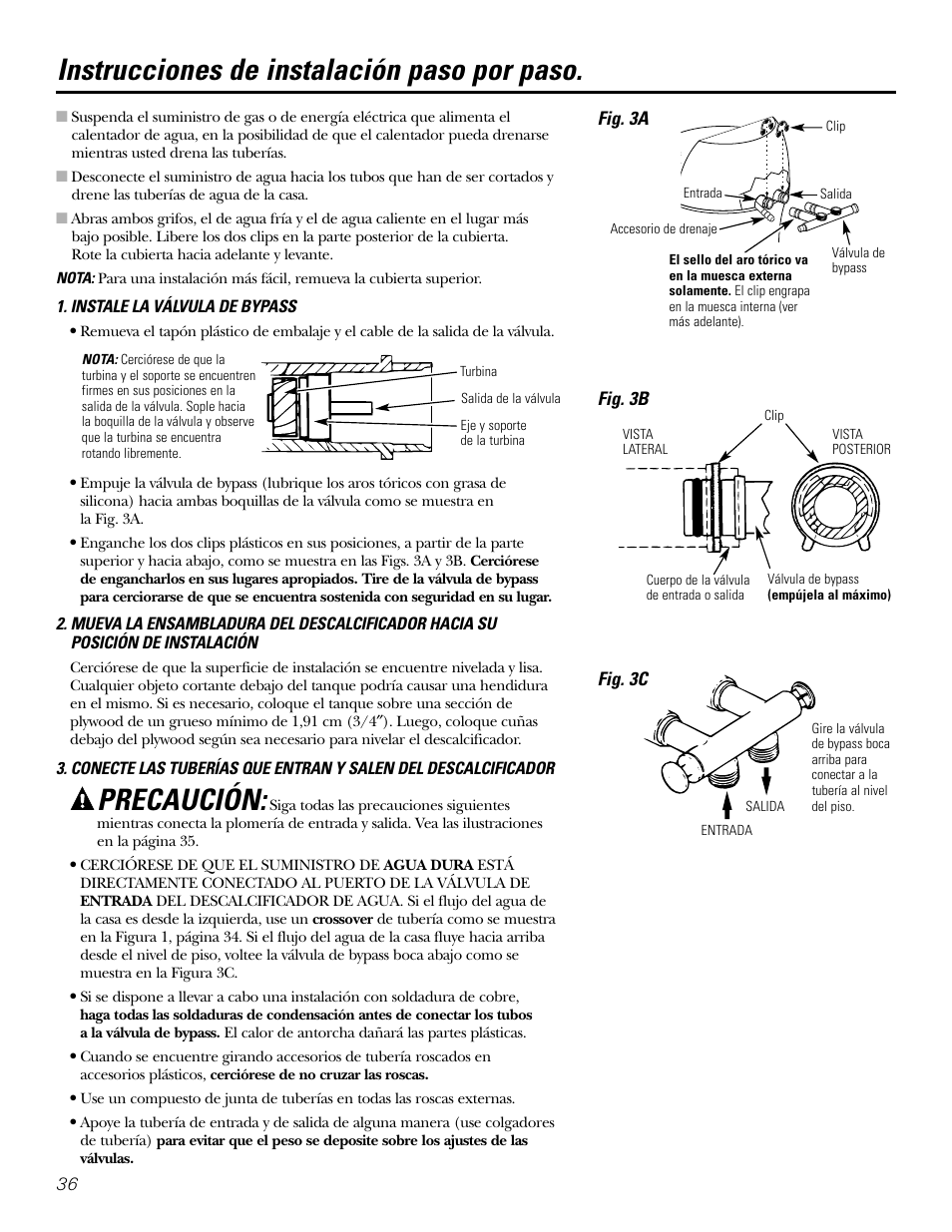 Instrucciones paso por paso, Instrucciones paso por paso –42, Instrucciones de instalación paso por paso | Precaución | GE GXSF39E User Manual | Page 36 / 64