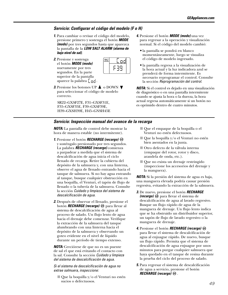 GE GXSF39E User Manual | Page 49 / 64