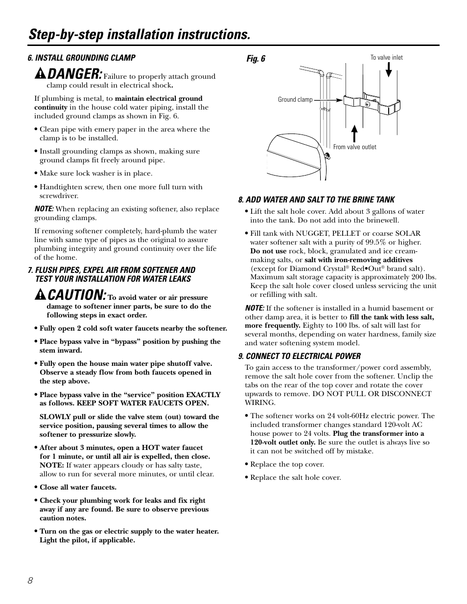 Step-by-step installation instructions, Danger, Caution | GE GXSF39E User Manual | Page 8 / 64