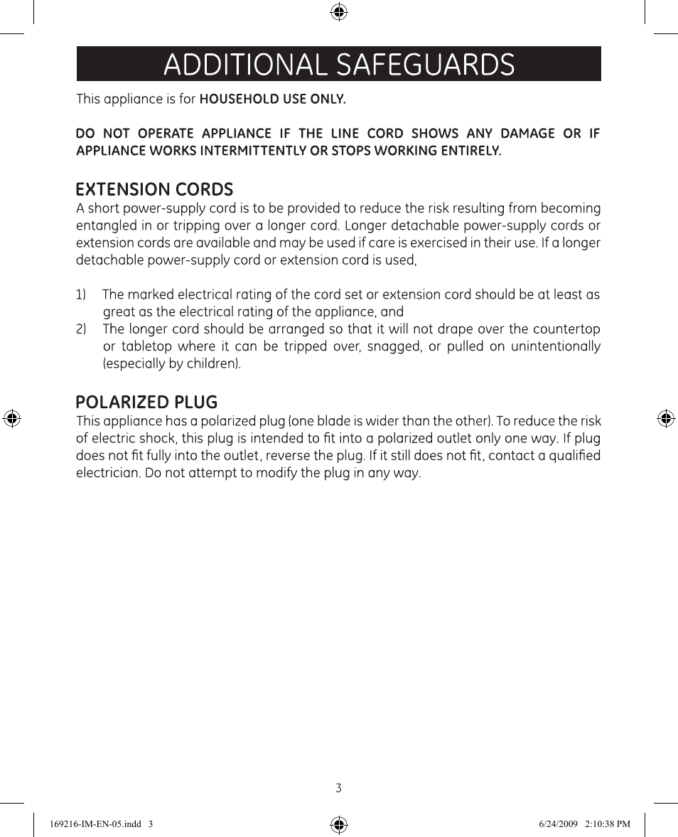 Additional safeguards | GE 681131692168 User Manual | Page 3 / 11