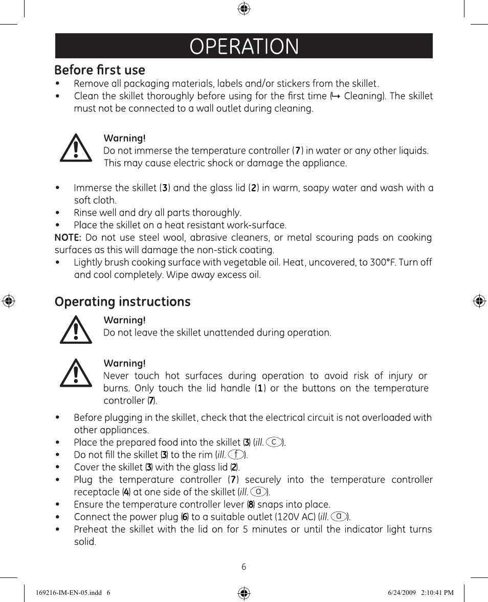 Operation | GE 681131692168 User Manual | Page 6 / 11