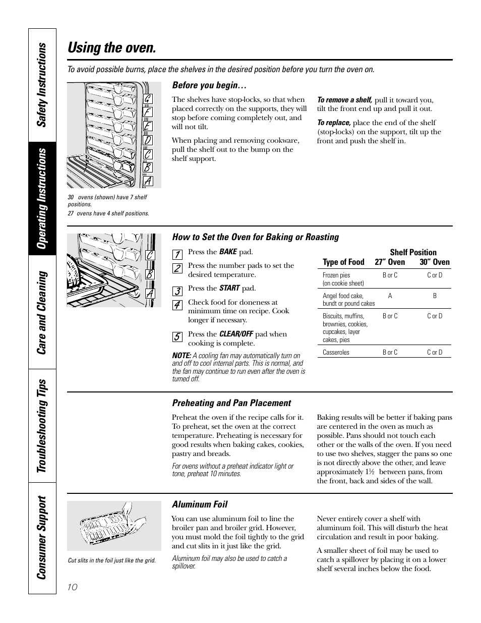 Using the oven | GE JKP18  EN User Manual | Page 10 / 36