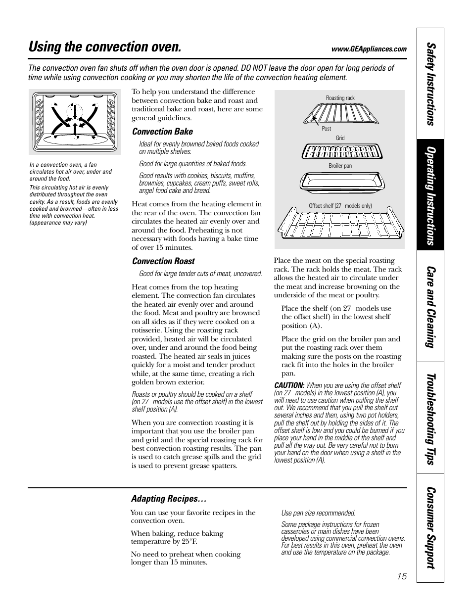 Using the convection oven | GE JKP18  EN User Manual | Page 15 / 36