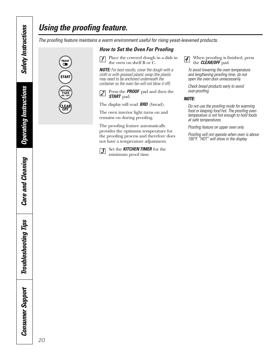 Proofing, Using the proofing feature | GE JKP18  EN User Manual | Page 20 / 36