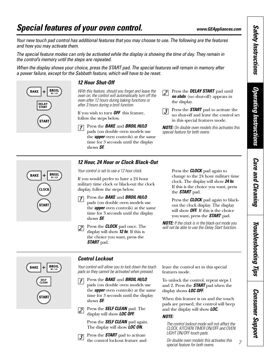 Special features of your oven control | GE JKP18  EN User Manual | Page 7 / 36
