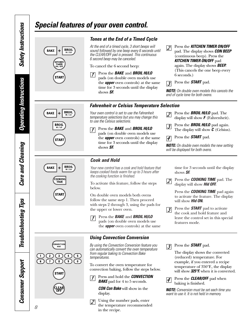 Special features of your oven control | GE JKP18  EN User Manual | Page 8 / 36