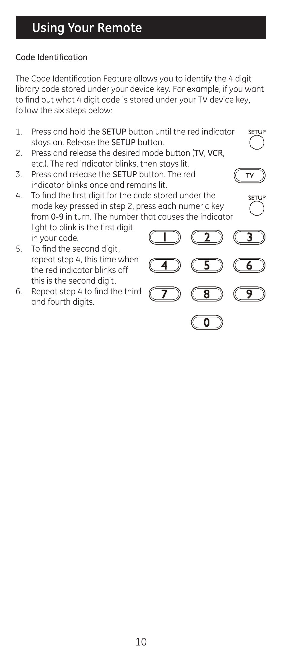 Using your remote | GE 20309 User Manual | Page 10 / 16