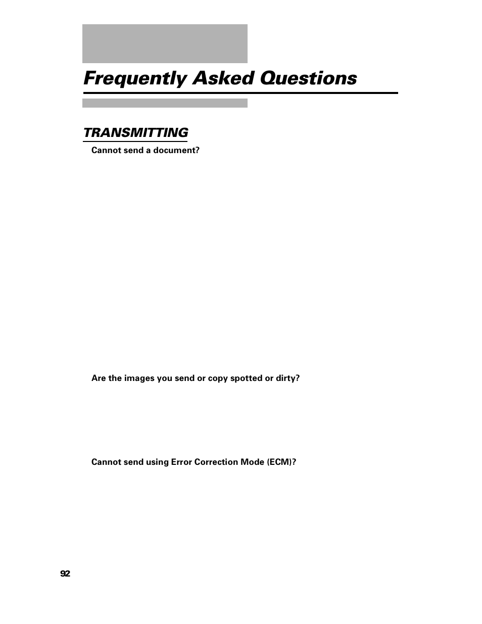 Frequently asked questions, Transmitting | GE B640 User Manual | Page 101 / 121