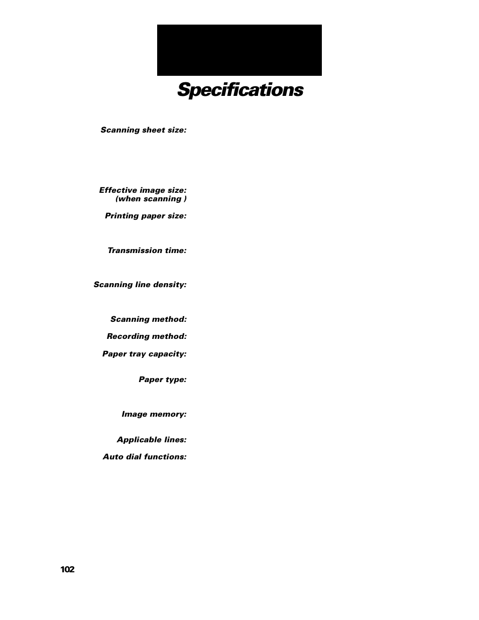 Specifications | GE B640 User Manual | Page 111 / 121