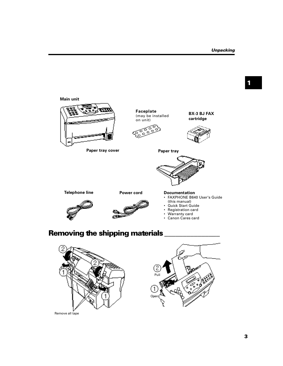 Removing the shipping materials | GE B640 User Manual | Page 15 / 121