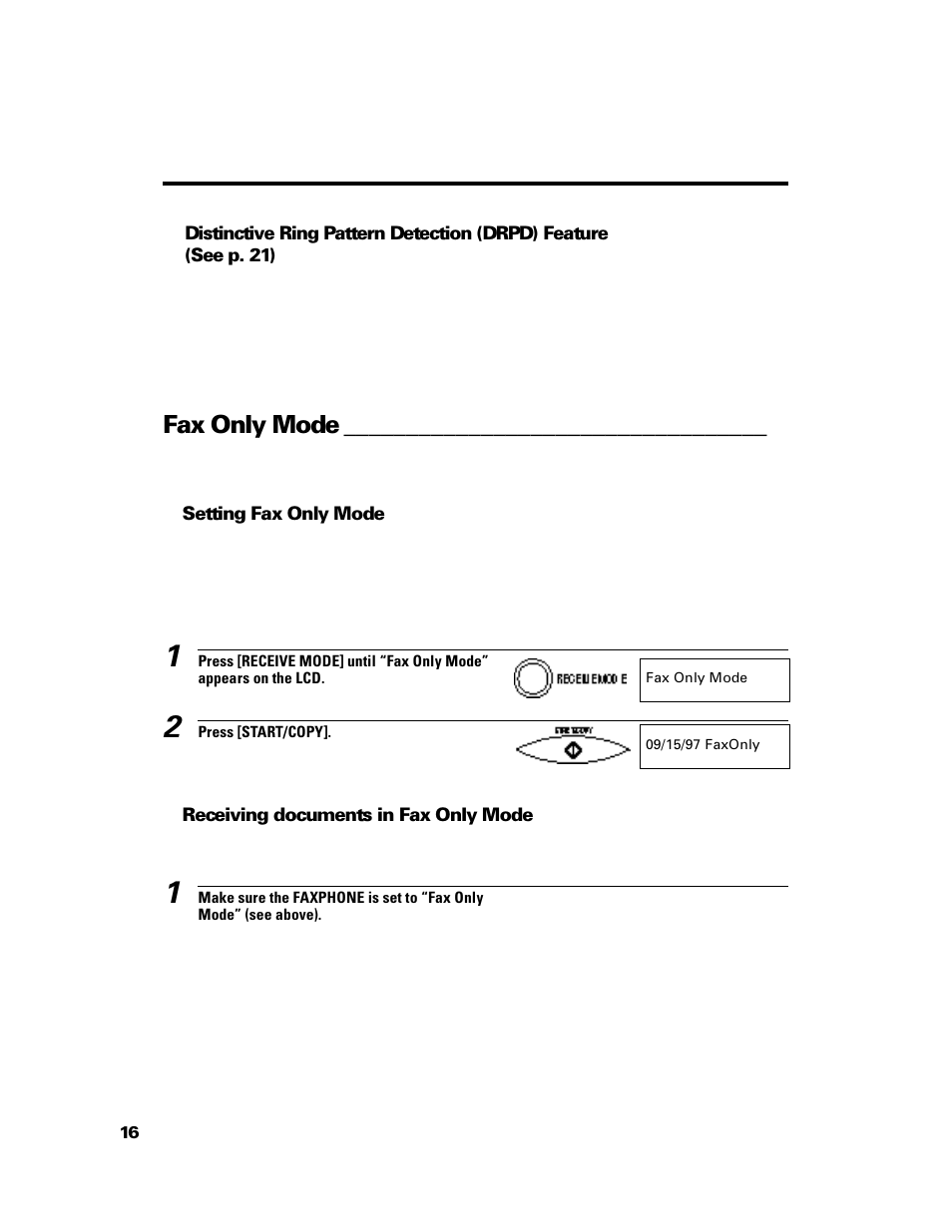 Fax only mode | GE B640 User Manual | Page 28 / 121