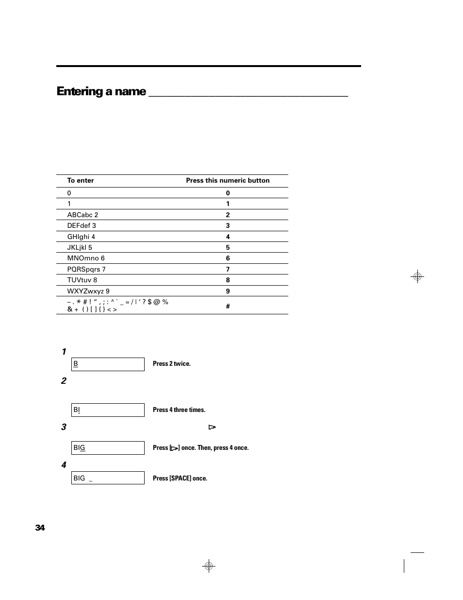 Entering a name | GE B640 User Manual | Page 45 / 121