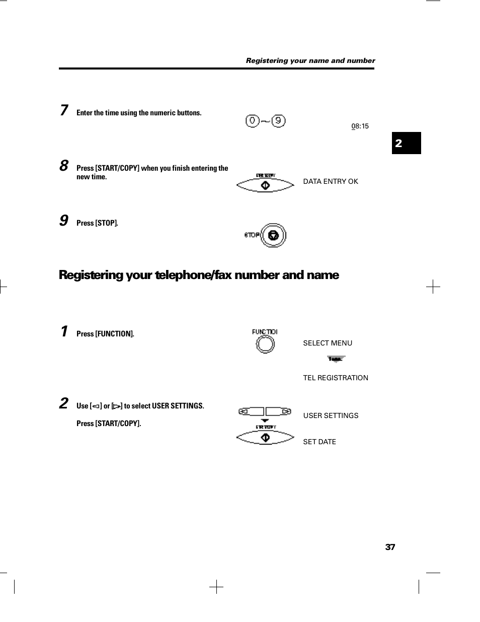 Registering your telephone/fax number and name | GE B640 User Manual | Page 48 / 121