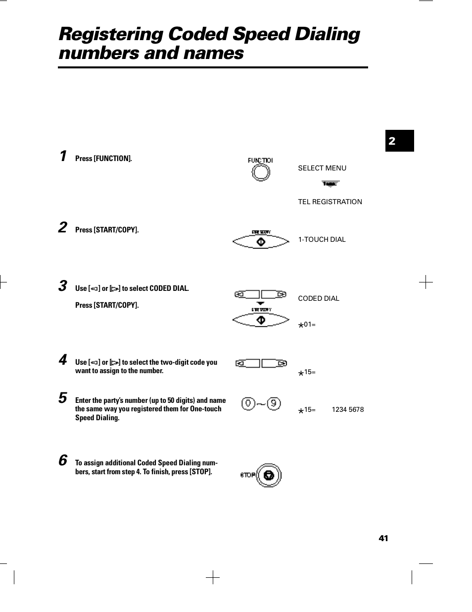 Registering coded speed dialing numbers and names | GE B640 User Manual | Page 52 / 121