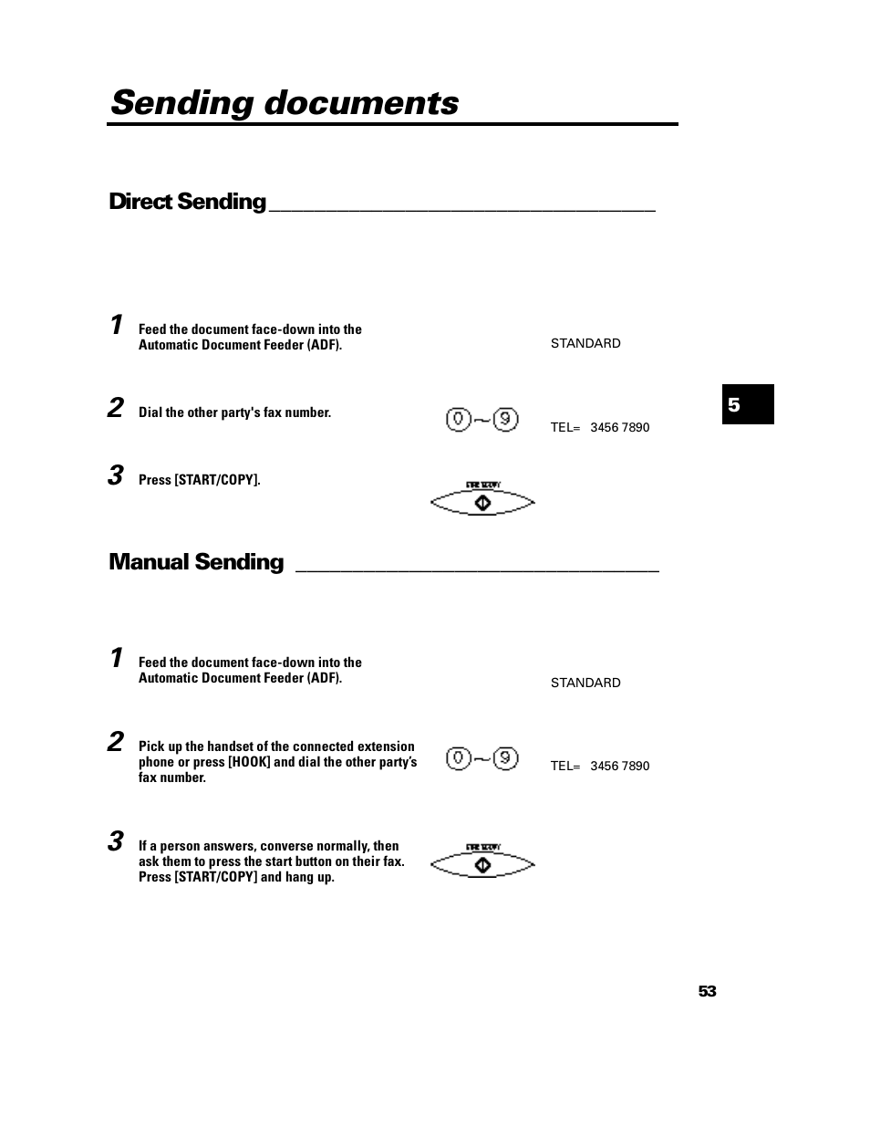Sending documents, Direct sending, Manual sending | GE B640 User Manual | Page 62 / 121
