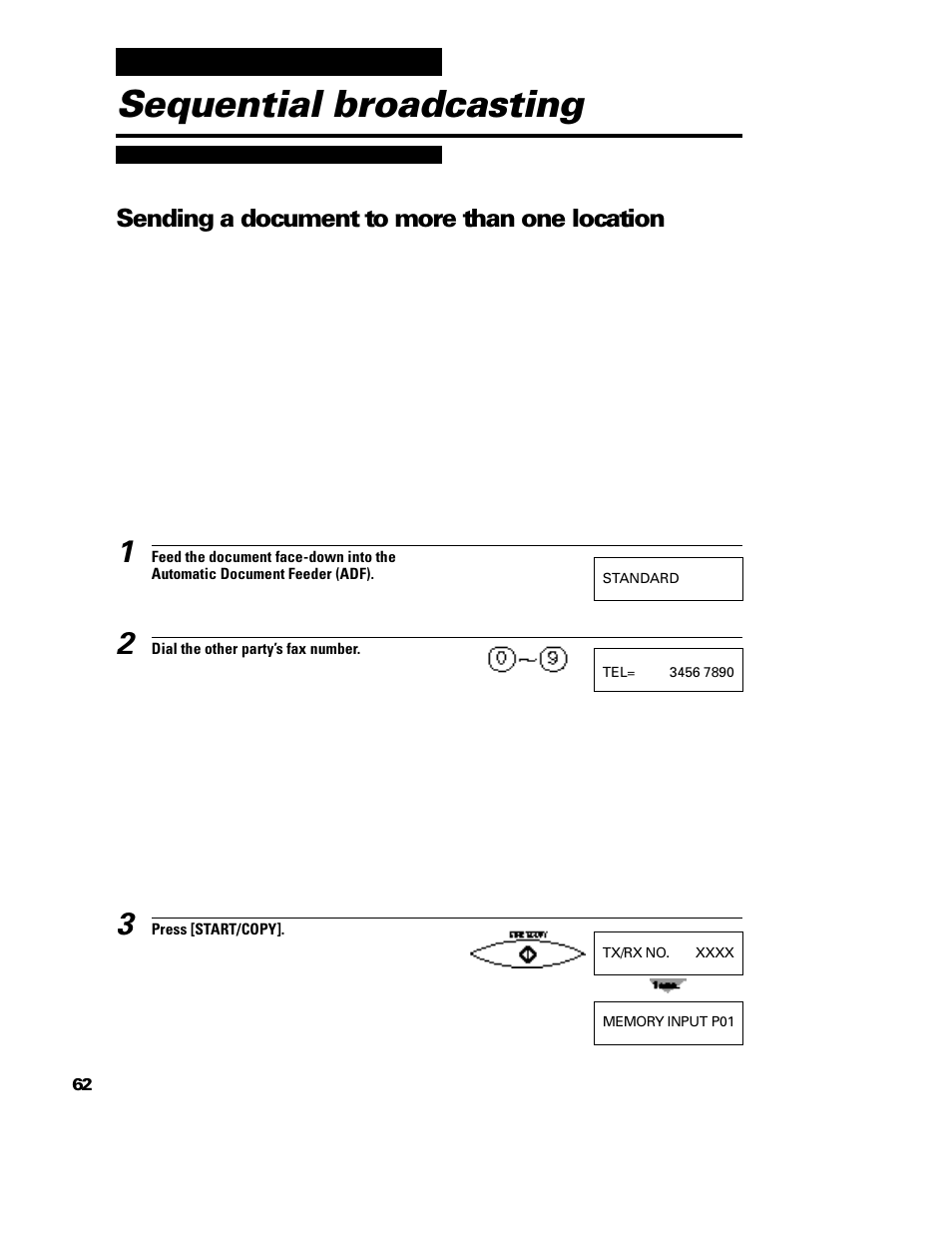 Sequential broadcasting, Sending a document to more than one location | GE B640 User Manual | Page 71 / 121