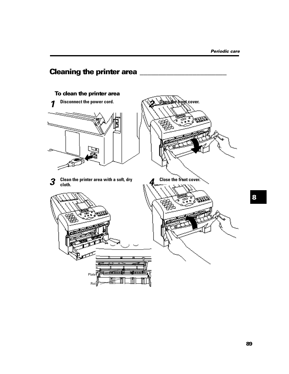 Cleaning the printer area | GE B640 User Manual | Page 98 / 121