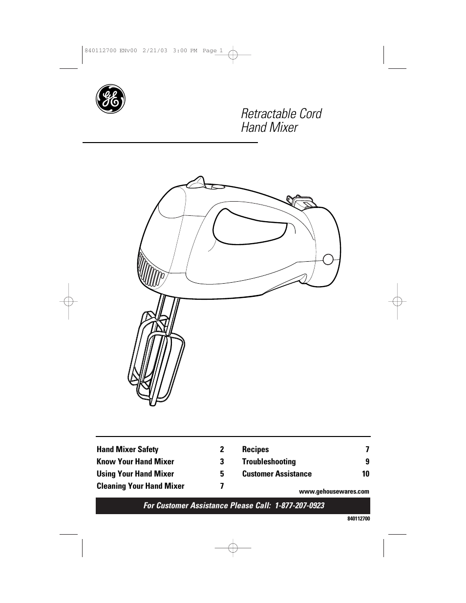 GE 168951 User Manual | 20 pages