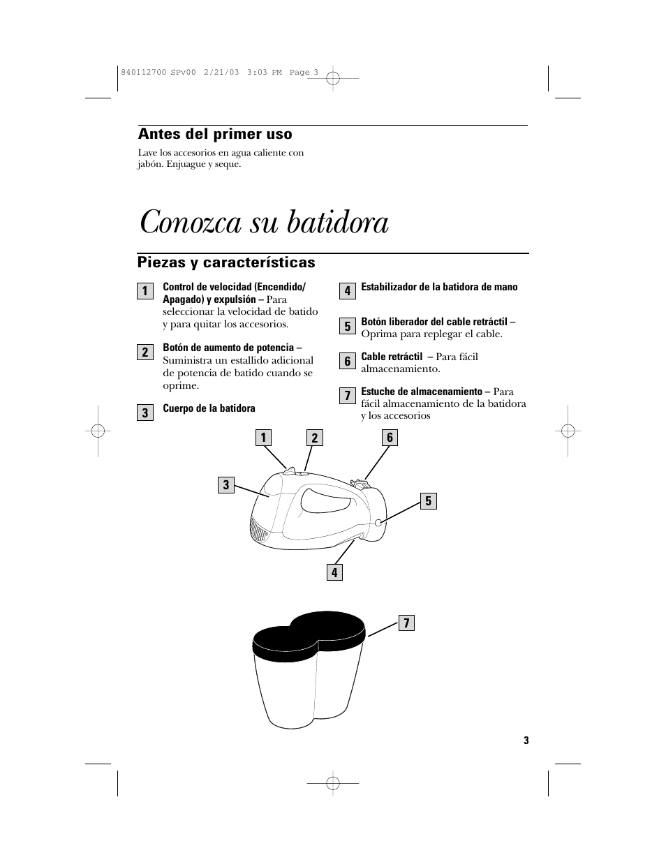Conozca su batidora | GE 168951 User Manual | Page 13 / 20