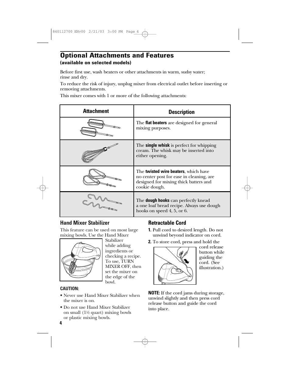 Optional attachments and features | GE 168951 User Manual | Page 4 / 20