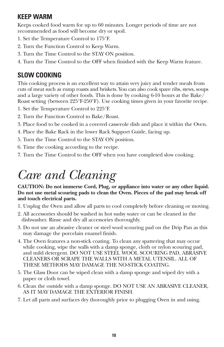 Care and cleaning | GE 168947 User Manual | Page 10 / 16