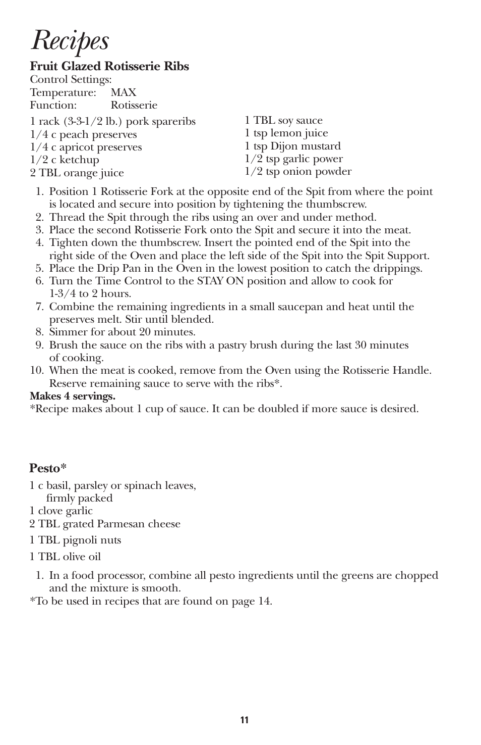 Recipes | GE 168947 User Manual | Page 11 / 16