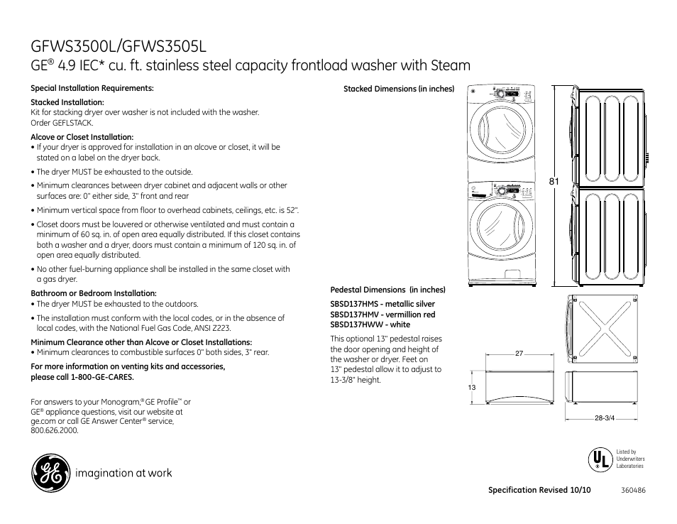 GE Profile GFWS3500L User Manual | Page 2 / 3