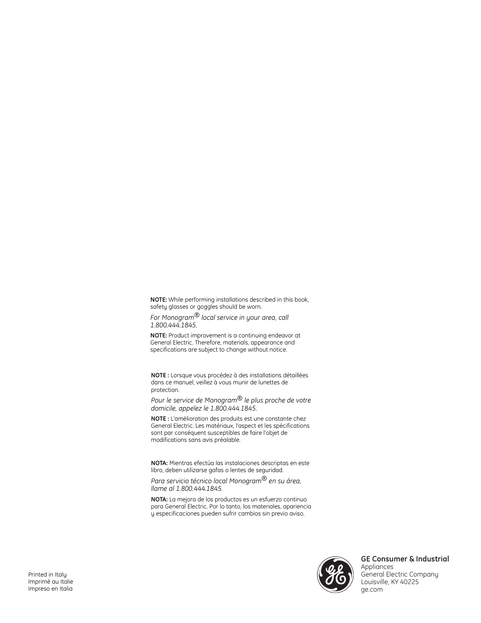 GE Monogram ZVC36 User Manual | Page 68 / 68