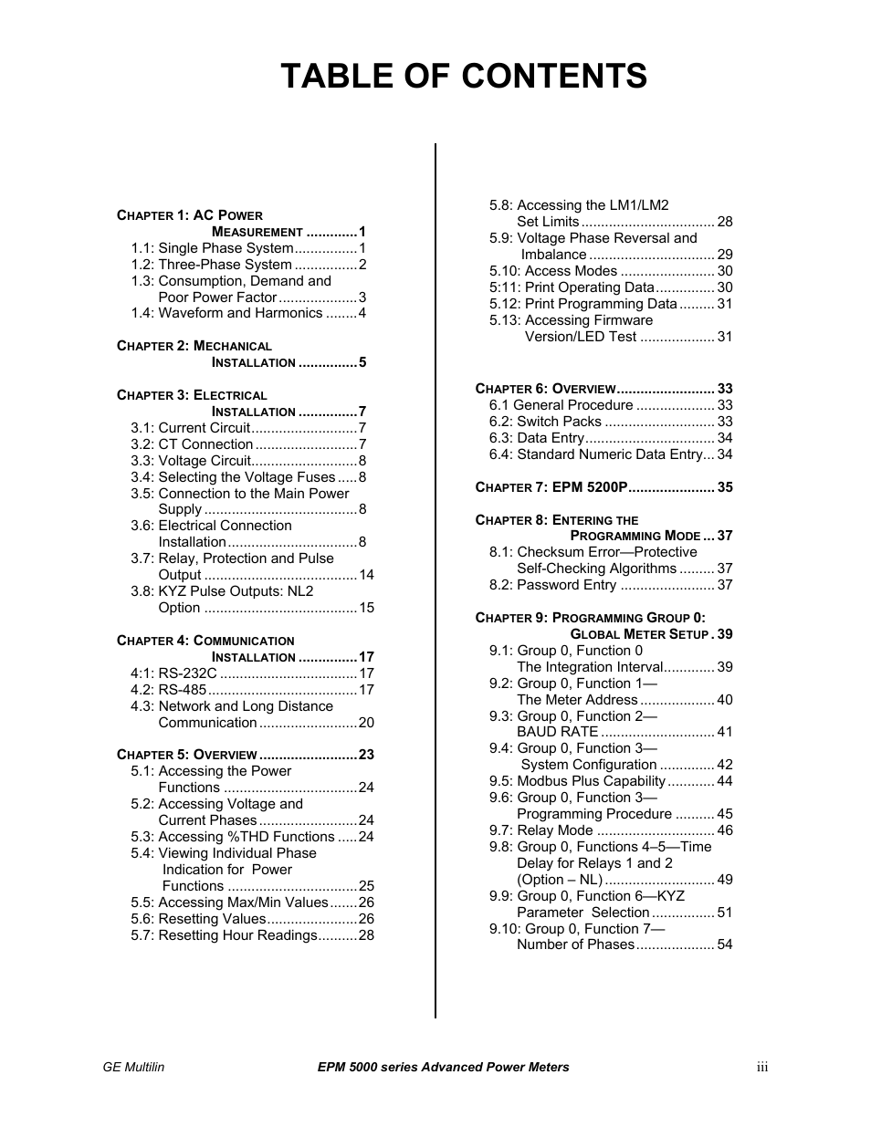 GE EPM 5200 User Manual | Page 3 / 100