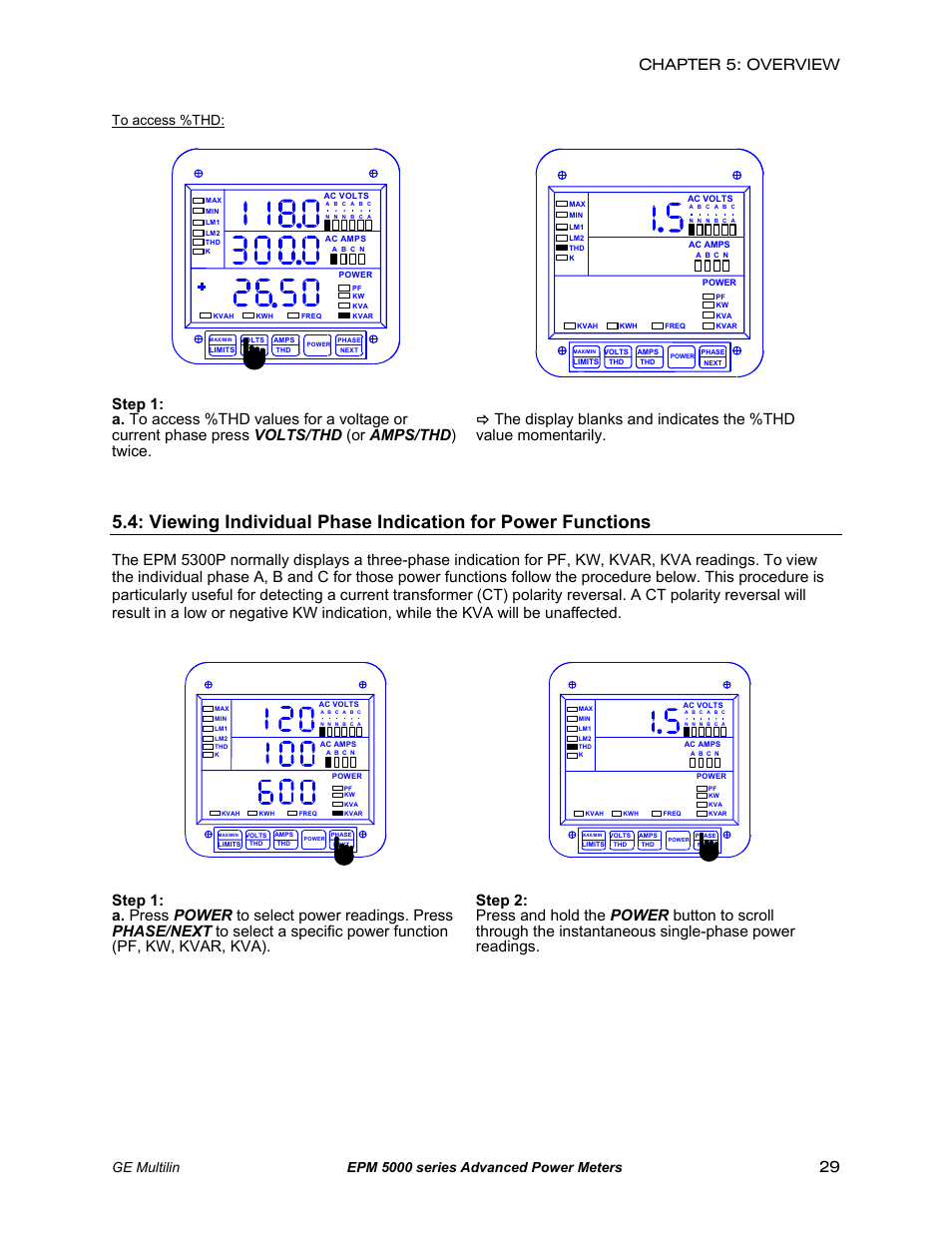 Chapter 5: overview, Ge multilin epm 5000 series advanced power meters | GE EPM 5200 User Manual | Page 33 / 100