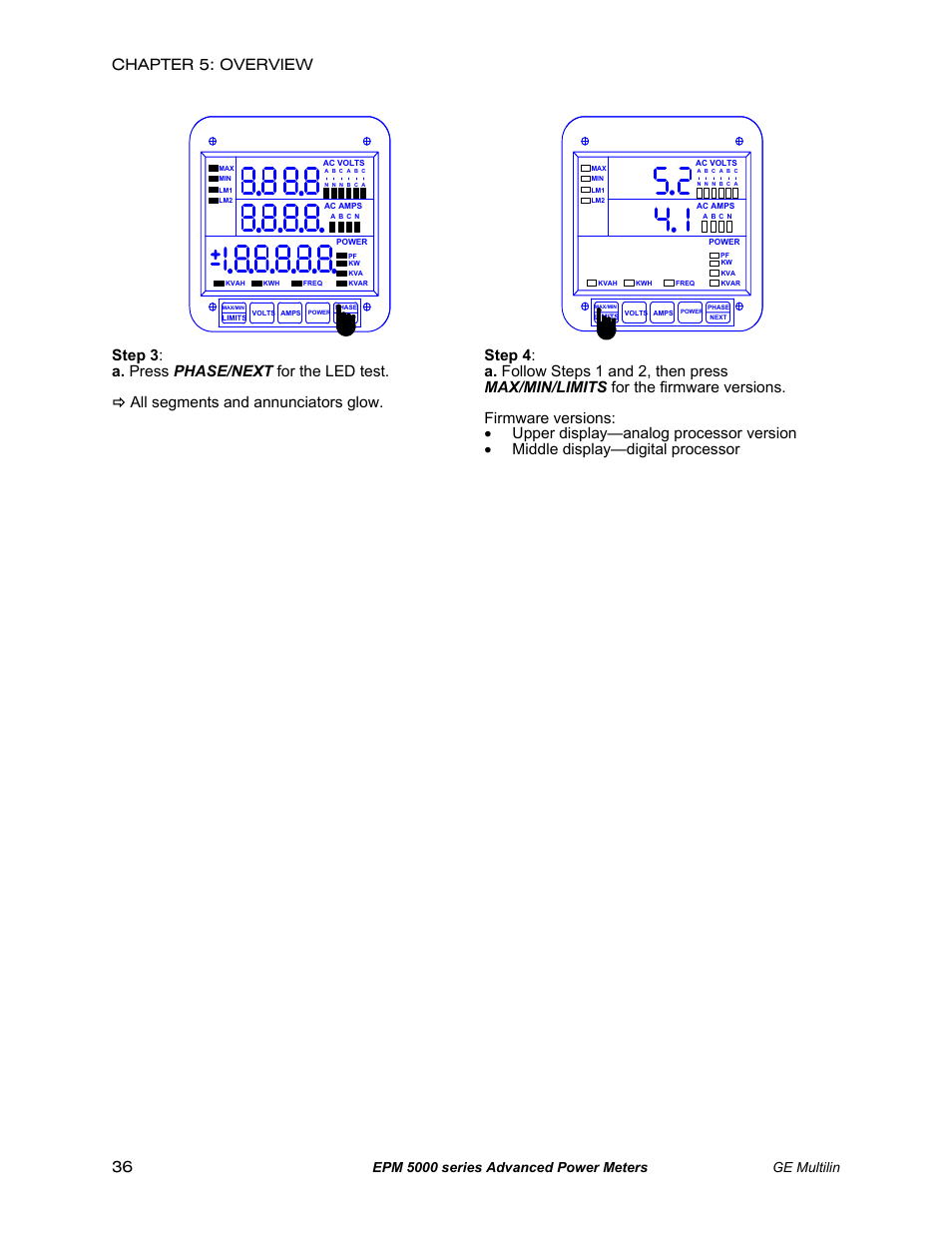 Chapter 5: overview 36, Epm 5000 series advanced power meters ge multilin | GE EPM 5200 User Manual | Page 40 / 100
